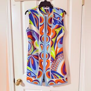 NWT Zara Printed Colorful Groovy Funky Mini Retro Sleeveless Dress